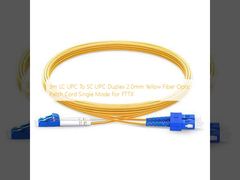 3m LC UPC To SC UPC Duplex 2,0mm κίτρινο καλώδιο οπτικών ινών Ενιαία λειτουργία για FTTX